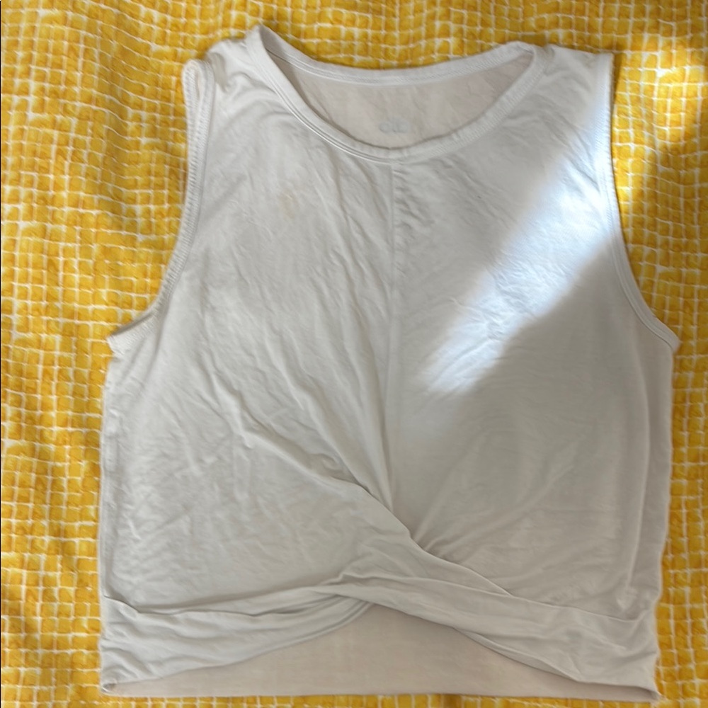 White Sleeveless Twist Front Top